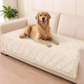 Smiry Non Slip Couch Cover for Dogs, Fuzzy Plush Pet Sofa Protector | Washable Furniture Cover for Large Dogs & Cats, Scratch & Dirt Resistant, For 2 Cushion Couch, White, 35.4"x63" by Smiry