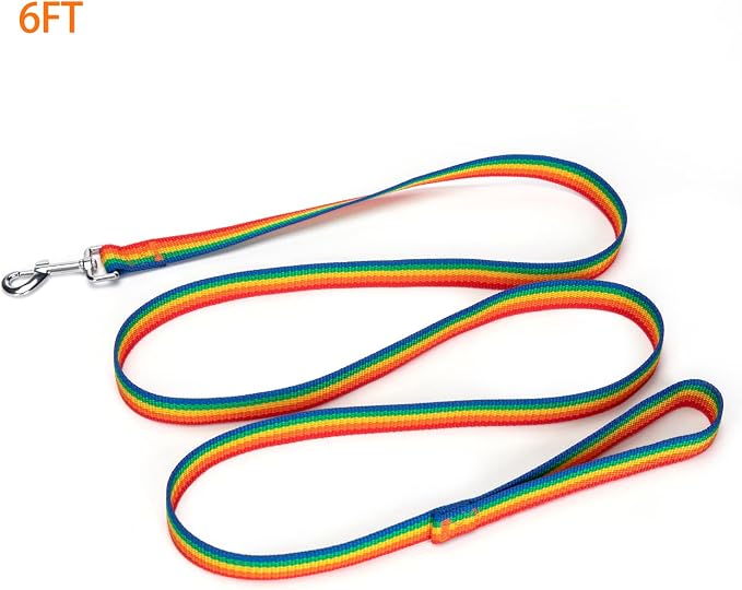 Strong Durable 6 ft Nylon Dog Training Leash, 1 Inch Wide Traction Rope, for Small and Medium Dog (Rainbow, 6 Feet) - Image 2