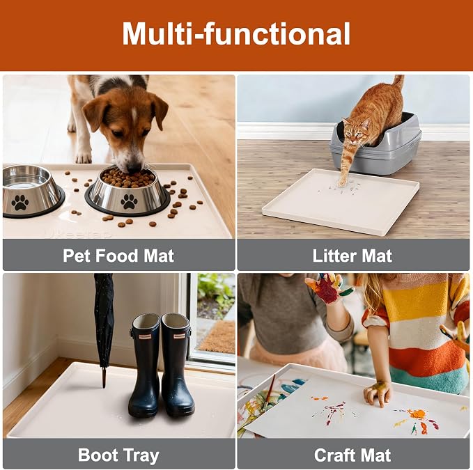 22" x 19" Extra Thick Silicone Mat Waterproof with Raised Edge, Beige | Under Sink Mat for Kitchen & Bathroom, Kitchen Cabinet Liner, Multi-Purpose for Storage & Protection - Image 8