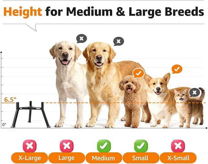 LOOBANI Double Dog Bowl Stand Adjustable 5.9"-8.7" Width for Seniors Dogs | Reduces Neck Strain, Non-Slip Rubber Feet, Rust-Proof Stand, Easy Clean, for Senior & Arthritic Dogs - Image 7