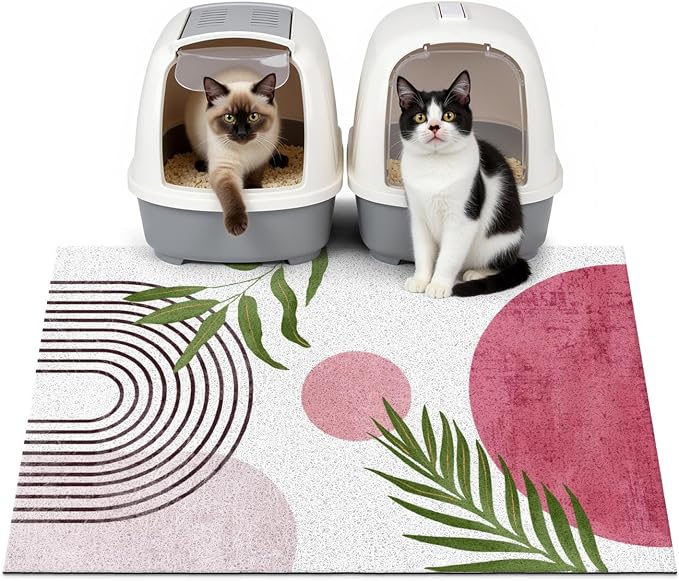 Cat Litter Mat Litter Trapping Mat, 33"x22" Waterproof Urine Proof Litter Box Mat Catcher Mat Non-Slip Washable for Kitty Kitten, Pink by Unknown