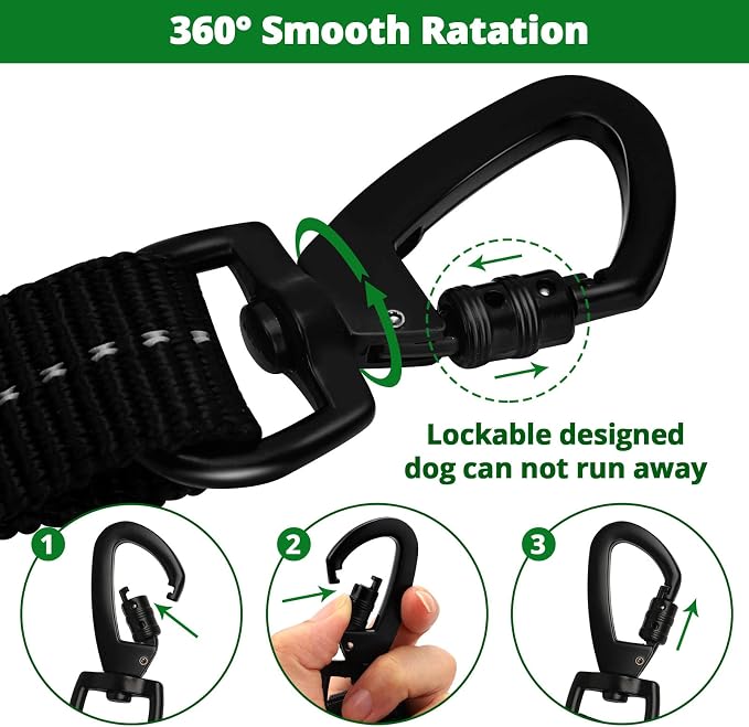 Rope Dog Leash 6 FT: Heavy Duty Leashes with Swivel Lockable Hook Reflective Threads Bungee and Padded Handle - Dog Lead for Large Small Medium Dogs Outside Walking Hiking Green - Image 4