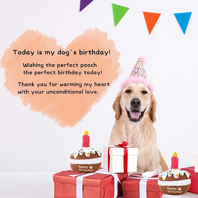 lilfrd Dog Birthday Toy, Birthday Cake Toys for Puppy Gifts, Squeaky Plush Dog Toys | Perfect for Birthday Party, Interactive Play, Suitable for Small Medium Breed Dogs - Image 6
