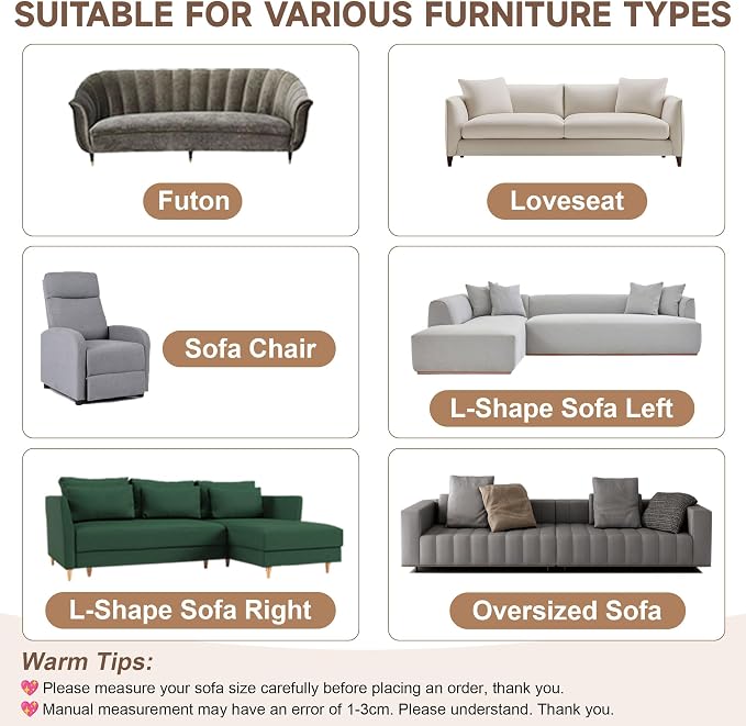 OTOB Sofa Covers for 3 Cushion Couch Washable, All Seasons Fuzzy Non Slip Kids & Pet Friendly Dog Bed Mats Couch Cover, Soft Plush Sofa Slipcovers Furniture Protector (Khaki, 27.6" x 70.9'') - Image 9