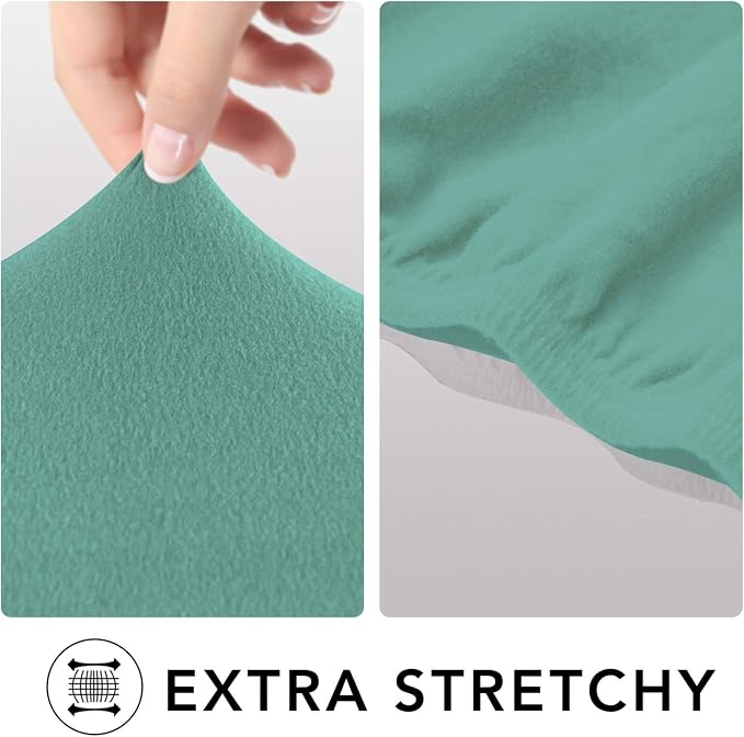 PureFit Stretch Couch Covers for Sofa 4 Seater Slipcovers Cyan | 1-Piece Sofa Cover Washable Soft Couch protector, Couch Slipcover with Non Skid Foam and Elastic Bottom for Kids, Dogs - Image 4