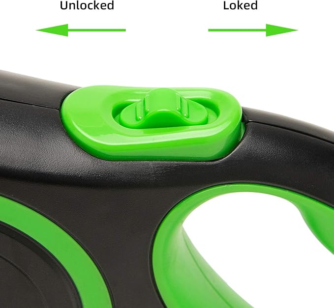 PINA Retractable Dog Leash, 16ft Dog Leash for Small Medium Dogs Up to 44lbs, 360° Tangle-Free Strong Reflective Nylon Tape, with Anti-Slip Handle, One-Handed Brake, Lock - Black Green - Image 5