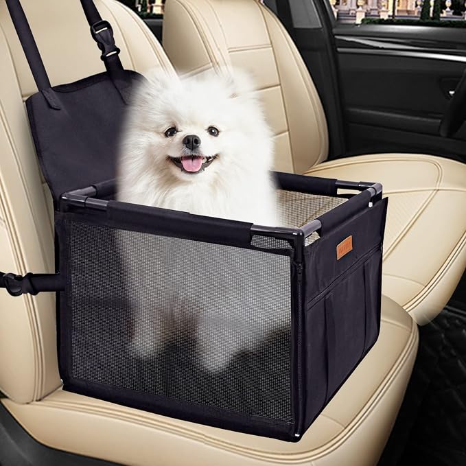 Dog Car Seat Puppy Portable Pet Booster Car Seat with Clip-On Safety Leash and Stable Fram, Anti-Collapse,Perfect for Small Pets by SWIHELP