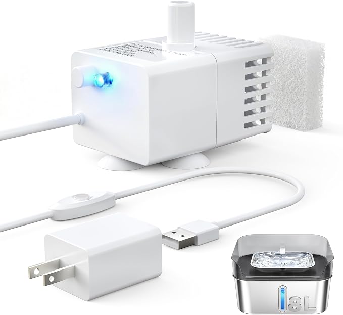 Sharlovy Replacement Pump for Sharlovy W10 Pro Dog Water Fountain | Cat Water Fountain Dog Water Dispenser, Ultra Quiet Long Lifespan Water Pump, USB Cable, LED Lights by SHARLOVY