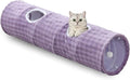 Straight Bubble Cat Tunnel for Indoor Cats 47"x12", Dusty Purple | Cute Cat Toys, Collapsible Tunnel Tube with Hanging Balls for Puppy Kitten Rabbit by Yaning