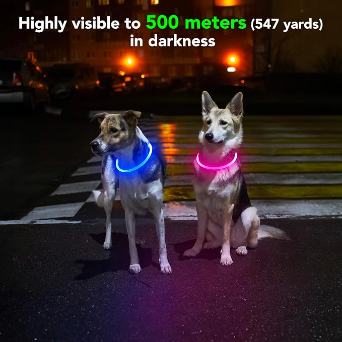 Light Up Dog Collar - Waterproof LED Pet Collar Rechargeable, TPU Cuttable Glow in the Dark Dog Lights for Night Walking (Pink) - Image 7