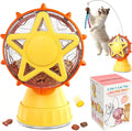 Interactive Cat Toy with Treat Dispenser & Wand Teaser Indoor Cats(Yellow) | Stable Suction Base Design|Adjustable Treat Opening|Indoor Cat Boredom Relief|Hunting Instinct Stimulation by DUOCHARM