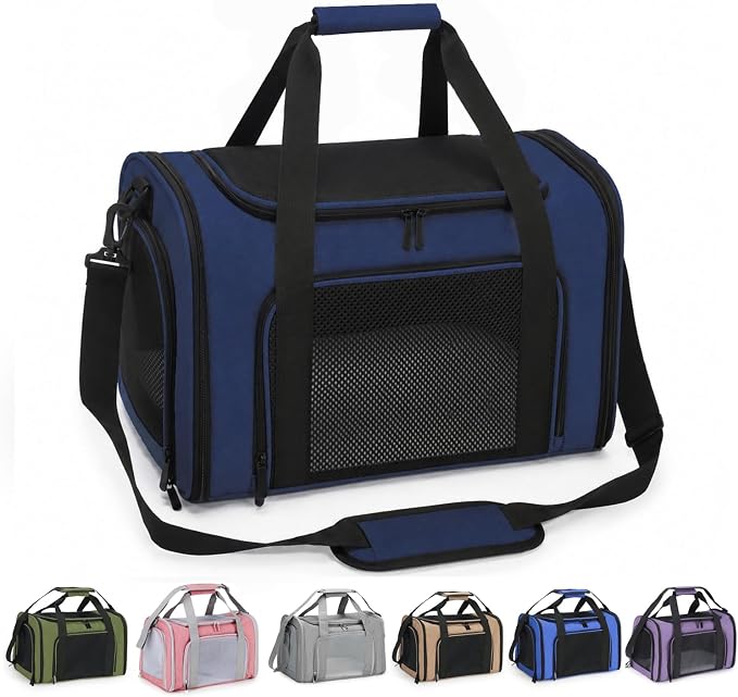 Large Pet Carrier for Cats and Small Dogs, Soft-Sided Travel Carrier with Safety Leash, Scratch-Resistant Mesh, Reinforced PVC Support Base, Foldable Design, 20 x 13 x 13 Inches by Unknown