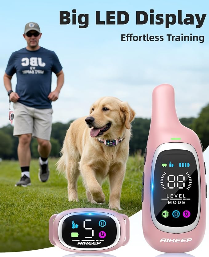 2-in-1 Dog Shock Collar and Bark Collar for Dogs – 3300FT Dog Training Collar with Remote, IP67 Waterproof e Collar with Anti-Bark/Beep/Vibration/Shock Modes for Small Medium Large Dog(8-120Lbs) - Image 8