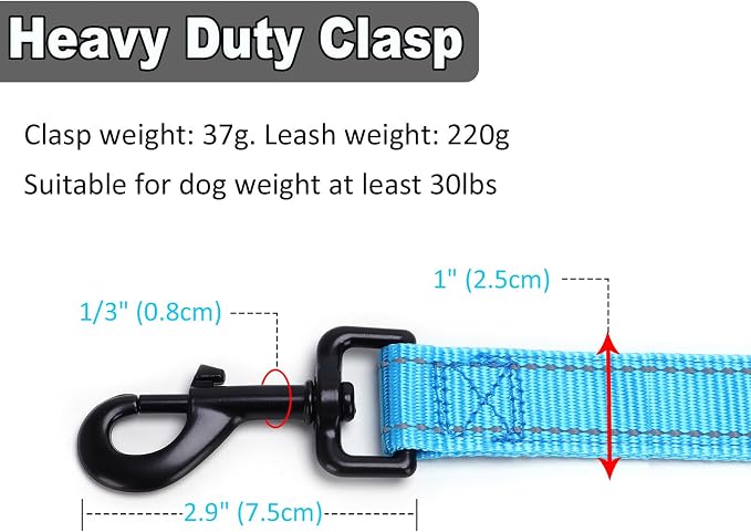 3 Handle Dog Leash 10FT Triple Handle Reflective Large Medium Dog | Multi Handles Heavy Duty Training Lead with Padded Traffic Handles for Control and Safety- Teal - Image 3