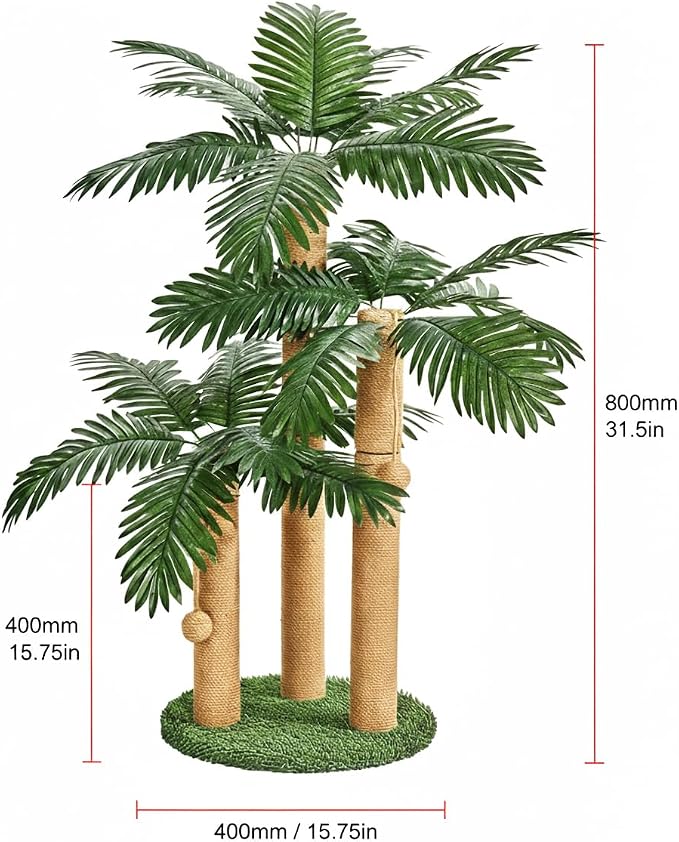 LEMONDA 31.5Inch Cat Scratching Post | Cat Scratcher Tree, Cat Scratching Posts,3 Scratching Poles,2 Interactive Dangling Balls, For Indoor Kitten & Adult Cats - Image 3