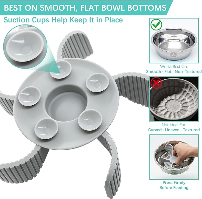 LumoLeaf Slow Feeder Dog Bowl Insert, Cuttable Silicone Dog Slow Feeder with Suction Cups, Soft Slow Eating Feeder for Dry & Wet Food, Fits Most Regular & Elevated Bowls, Small Medium Large Dogs (1) - Image 4