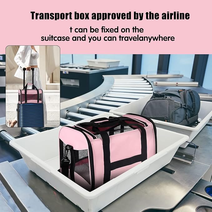 Cat Carrying Case - Pet Carrier Airline Approved, Protable and Breathable Pet Travel Carrier Removable Fleece Pad, Collapsible Cat Carrier Dog Carrier for Medium Cats Small Cats Dogs (Small, Pink) - Image 6