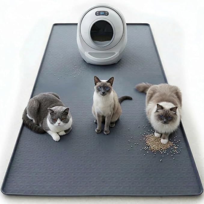 Cat Litter Mat, Extra Large 51"x25.6" Silicone Litter Box Mat, High Edge | Kitty Litter Mat for Auto Litter Box Areas, Waterproof Non-Slip Litter Mat, Easy Clean, Raised Lip Contains Multi-Cat Mess - Image 8
