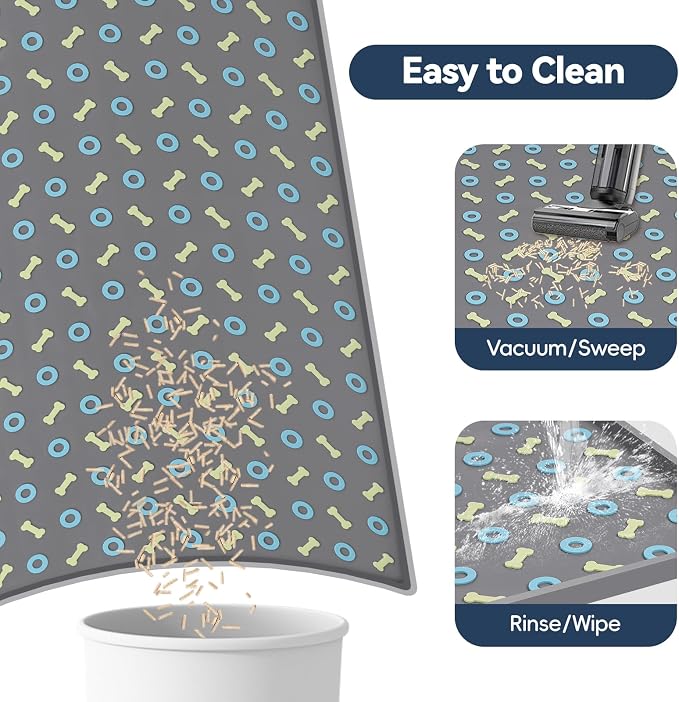 Silicone Cat Litter Mat 40" x 28" Cat Mat for Litter Box, Dark Grey | Extra Large Litter Box Mat, Waterproof Cat Litter Trapping Mat, Non-slip, Leakproof Kitty Litter Mat with Bone Pattern - Image 5