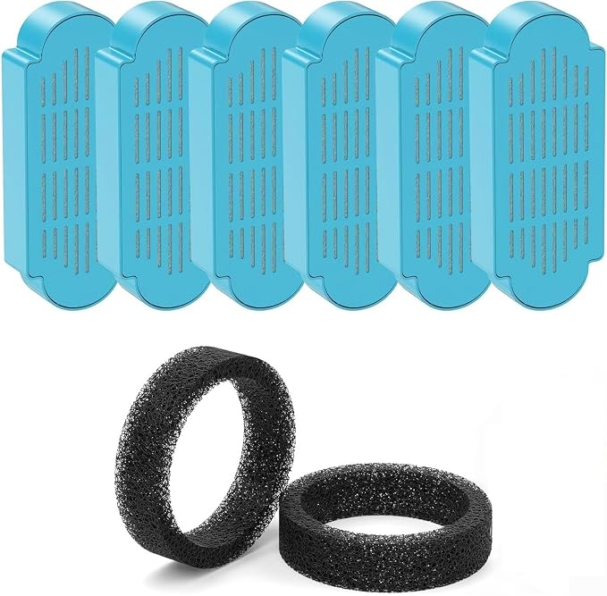 Official Tomxcute Cat Water Fountain Replacement Filters (6+2 Pack) | 3 Month Set, 6 Pack Replacement Filters + 2 Pack Sponges Set for Tomxcute 3.2L/108oz & 4L/135oz P Series Cat Fountain by TOMXCUTE