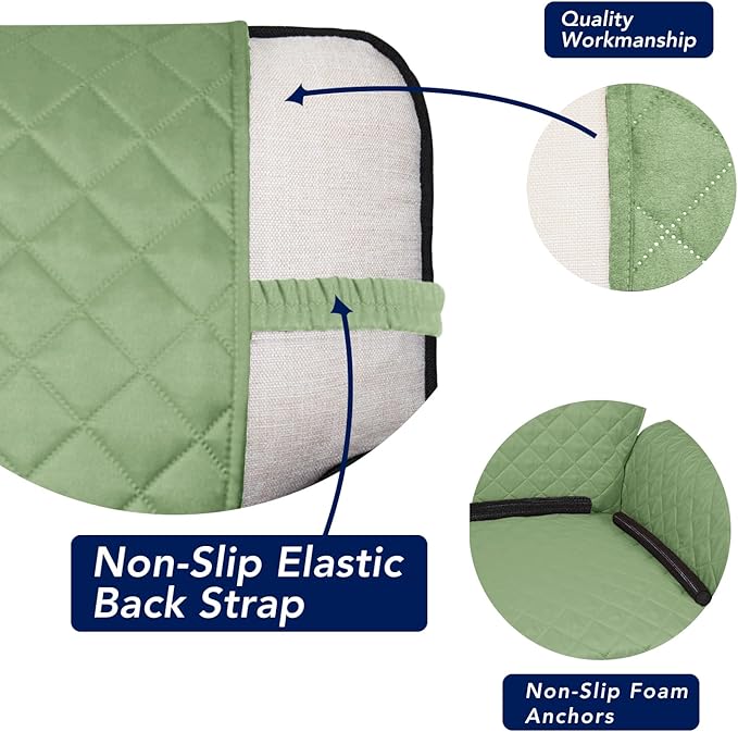 PureFit Reversible Quilted Couch Covers for Dogs Loveseat Sofa Cover 46.5” | Sage Green/Ivory, Water Resistant Couch Protector, Washable Pet Couch Cover with Non Slip and Elastic Straps For Kids - Image 3