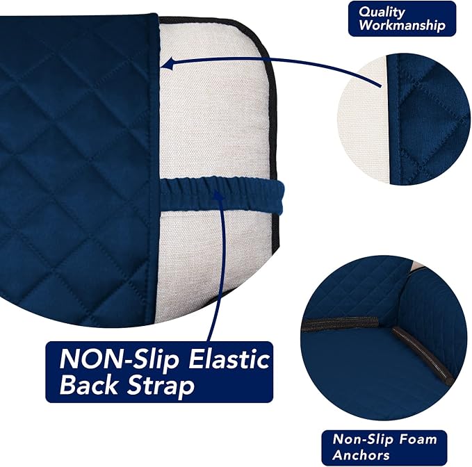 PureFit Reversible Chair Sofa Cover Dog Couch Covers for Sofa, 25.5 in | Navy/Navy, Water Resistant Couch Protector, Washable Pet Couch Cover with Non Slip and Elastic Straps For Kids - Image 3