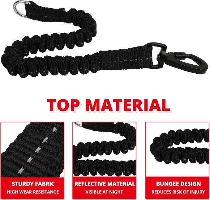 Long Dog Leash 15 FT: Heavy Duty Rope Leashes for Dogs Training with Swivel Lockable Hook Reflective Threads Bungee and Padded Handle - Dog Lead for Large Small Medium Dogs Outside Walking Hiking Red - Image 2