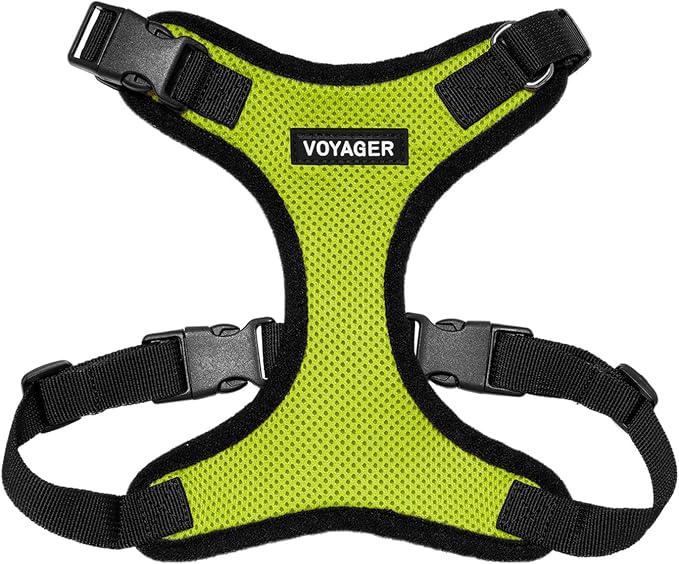 Voyager Step-in Lock Dog Harness - Lime Green/Black Trim, X-Small | 13 - 16" in Chest, Adjustable, Breathable Air Mesh, Lightweight for Daily Walks, Strong Clips, Heavy Duty D-Ring by BestPetSuppliesLLC