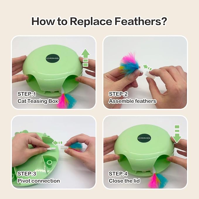 Interactive Whack-a-Mole Cat Toy — Automatic Mushroom Feather Pop-Up Play Toy for Cats, Cognitive Stimulation & Exercise, Durable Pet Entertaining Game (Green) - Image 7
