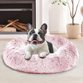 JOLLYVOGUE Calming Dog Bed for Small Dogs - 23 inches Donut Washable Small Dog Bed for Kittens & Puppies, Anti-Slip Round Fluffy Plush Faux Fur Cat Beds (Fits up to 25 lbs Pets, Smoke Pink) by JOLLYVOGUE