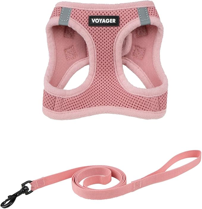 Voyager Step-in Air Cat Harness & Leash Set - Pink, S | 14 - 16" in Chest, Reflective Bands, All Weather Breathable Air Mesh, Cats Compatible, Fast Drying by BestPetSuppliesLLC