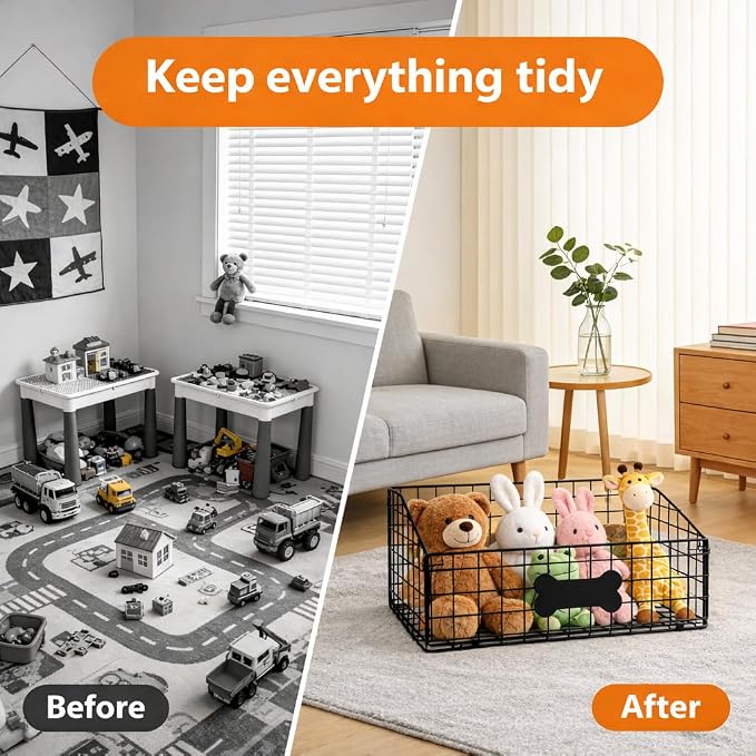 Dog Toy Bin-Dog Toy Basket-Metal Storage Box-Chew-Proof Dog Food Toy Storage Container-Toy Box For Living Room Area-Dog Storage Organizer-For Puppy Leash,Accessories, Blanket Food Storage Container. - Image 2