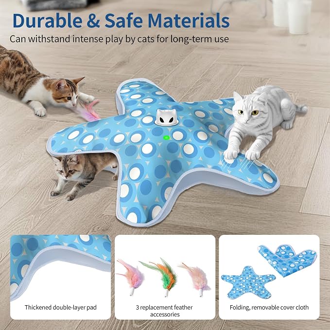 Interactive Cat Toys for Indoor Cats with Moving Concealed Feathers | Rechargeable Automatic Cat Toy, 3-Mode Touch Activated Kitten Toys, Hide and Seek Toy for Indoor Bored Adult Cats & Kittens - Image 4