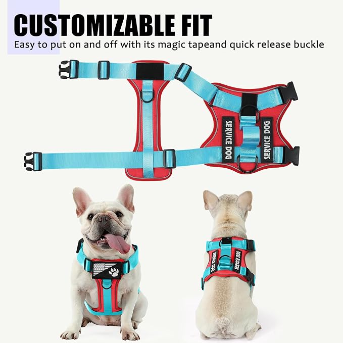 Service Dog Harness, Reflective Dog Vest Harness with 5 PCS Patches, Adjustable Soft Oxford Pet Harness, Inner Layer Mesh, Easy to Control for Small Medium Large Dogs - Image 5