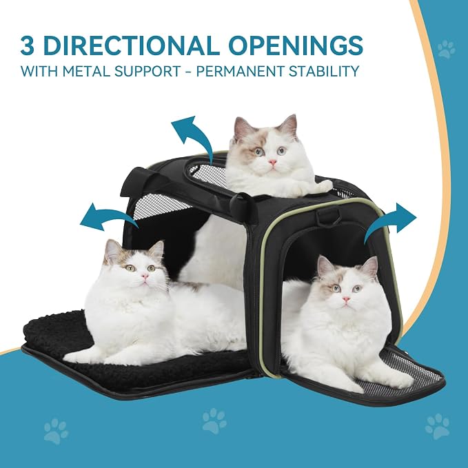 PETSFIT Pet Carrier Airline Approved with Extendable Mat, Dog Carriers for Small Dogs, TSA Approved Pet Carrier, Puppy Carrier for Small and Medium Cats Under 12 Lbs, Black | Airline Approved, Extendable Mat, TSA Approved, For Dogs & Cats Under 12 Lbs - Image 5