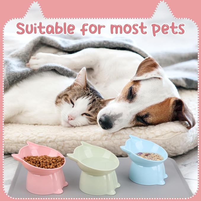 3 Pcs Raised Cat Bowl 15° Elevated Cat Food Bowl Tilted Cats Bowls,3 Colors | Whisker Friendly Anti Vomiting Cats Dishes Pet Food and Water Bowls for Indoor Cats Kittens - Image 5