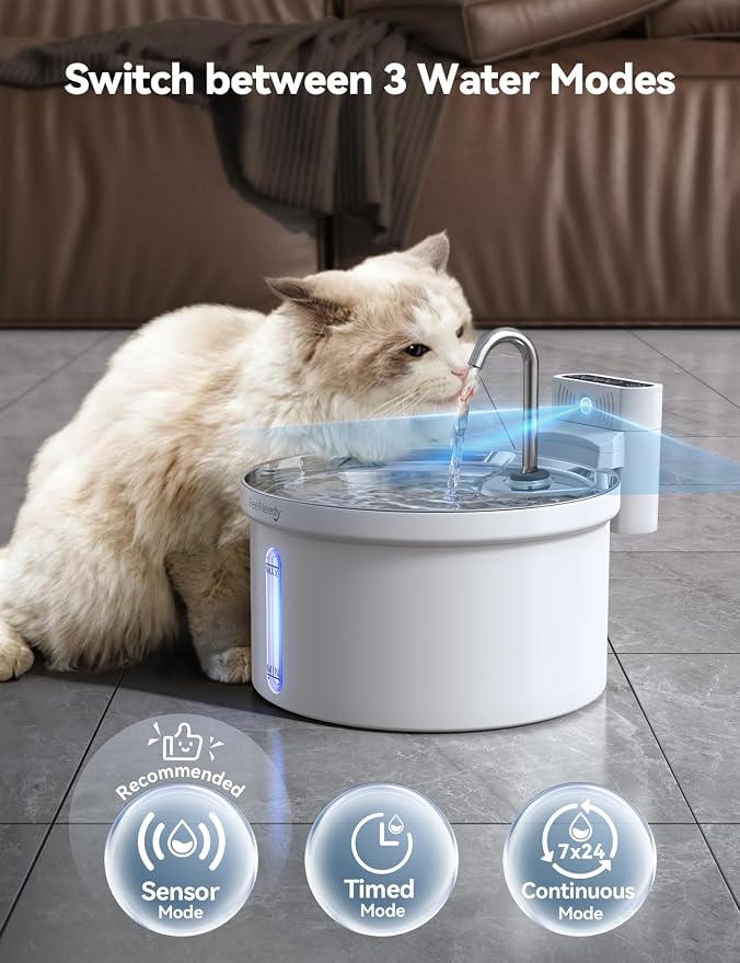 Wireless Cat Water Fountain [Water & Battery Separation] FEELNEEDY Automatic Pet Water Dispenser with Motion Sensor, 3.5L/118oz 4000mAh Battery Operated Water Fountains for Cats Dogs - Image 4