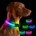 Flashseen Light up Collars for Dogs at Night, RGB 9-Mode, USB Rechargeable | Color Changing LED Lighted Dog Collar, Super Bright Adjustable Glow Collar for Night Walking (Soft Pink, Large) by Flashseen