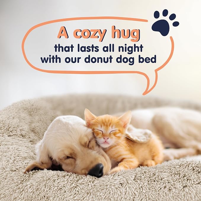 Donut Dog Bed - Premium Comfort for Anxiety Relief - Fluffy & Calming Design with Ultra-Plush Support | Cozy Round Dog Bed with Super Soft Circle Style (Beige, Medium) - Image 8