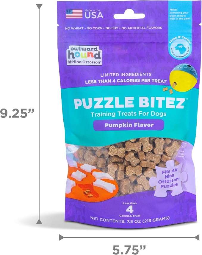 Outward Hound Nina Ottosson Puzzle Bitez Dog Treats, Pumpkin, 7.5 oz | USA Made, Healthy Bite-Sized Treats for Training Reward & Interactive Puzzle Toys, No Artificial Additives, Dogs & Puppies - Image 7