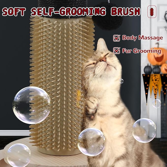 Cat Scratching Posts for Indoor Adults,45'' Tall Heavy Duty Tree Tower | 3.5'' Diameter Sisal Rope Artificial Plants Black Scratcher Interactive Ball Toys for Interior Decoration - Image 6