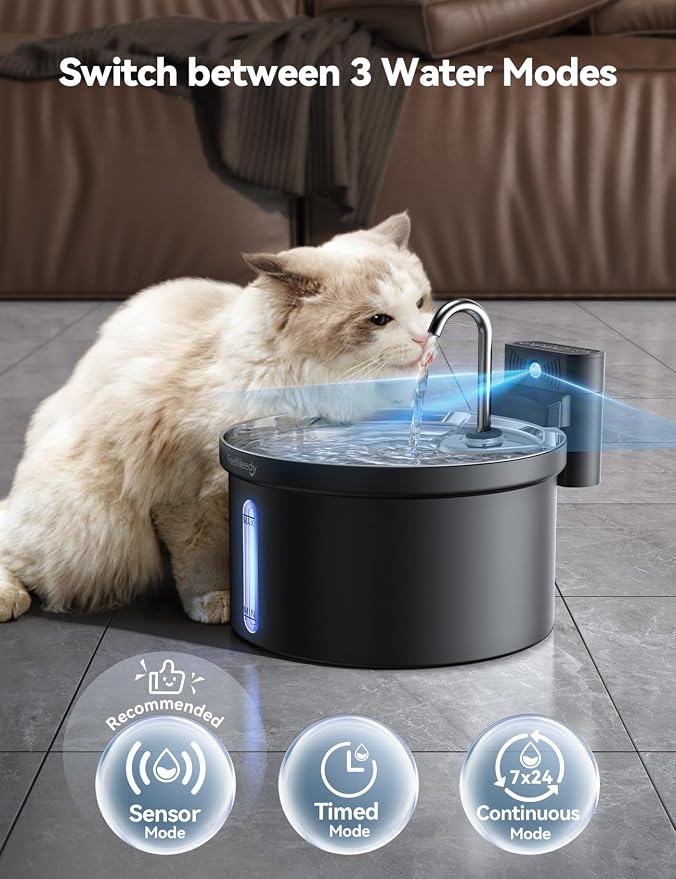 Wireless Cat Water Fountain [Water & Battery Separation] FEELNEEDY 4000mAh Battery Operated Cat Fountain, Cordless Pet Fountain with Motion Sensor for Cats Dogs-3.5L/118oz - Image 3