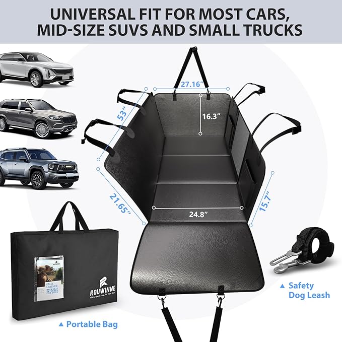 Dog Car Seat Cover for Back Seat, Hard Bottom, PU Leather Extender | Anti Scratch Backseat Dog Hammock for Cars, SUVs, Sedan, Waterproof, Pet Travel Bed, Easy to Clean, Non-Slip, Supports 420lbs - Image 4