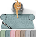 Cat Litter Mat, 23.5x16 Silicone Trapping Mat Light Blue | for Kitty Litter Box, Easy Clean, BPA Free Rubber, Center Litter Collection, Easy Pour-Back, Waterproof, Odor-Resistant by OHMO