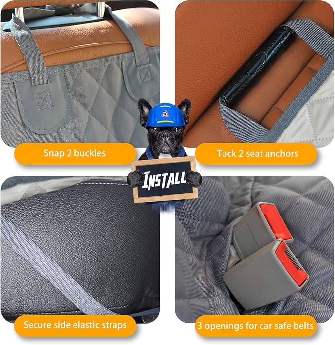 Honest Bench Dog Car Seat Covers with Side Flap,Dog seat Cover for Cars, Trucks, and Suv's - Waterproof & Nonslip Pet Seat Cover for Backseat - Image 4