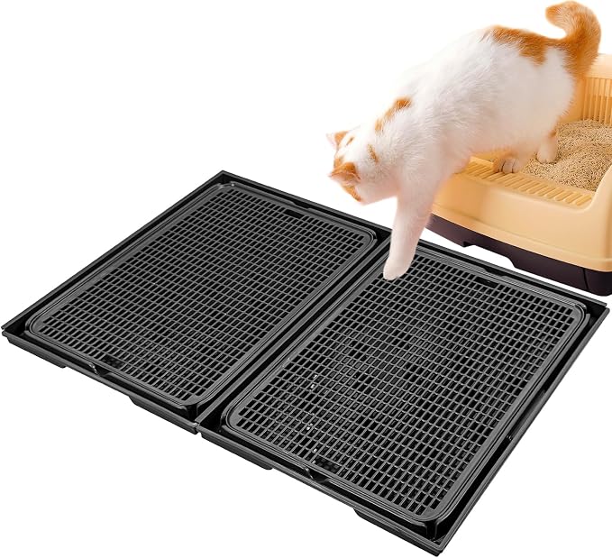 2Pack Cat Litter Box Step, Cat Litter Catcher, Expandable Interlock Litter Mat, Washable Easy Clean, Waterproof & Urine Proof, Black by Rarenut