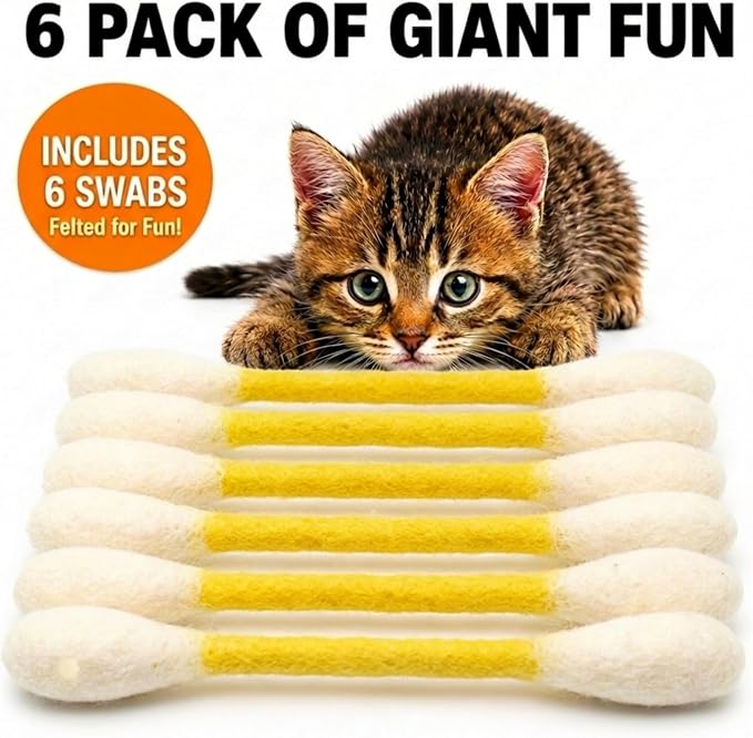 Glaciart One Swabs Cat Toys with Catnip - 6 Pk | Durable for Chew, Cute Cat Toys Interactive Kitty for Boredom, Exercise, & Play | Filled w/Organic Catnip for Anxiety & as Digestive Aid | Gift Idea - Image 7