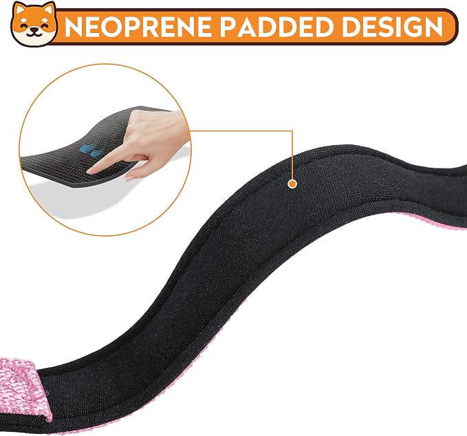 Reflective Dog Collar, Adjustable Soft Neoprene Padded,Light Pink,M | Breathable Nylon for Medium Dogs,Tear-Resistant Webbing,Chafe‑Free on Walks and Hikes,Metal D-Ring,Night Safety - Image 4