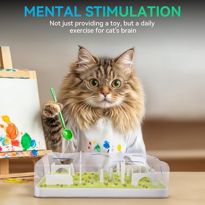 ALL FOR PAWS Interactive Cat Puzzle Feeder & Slow Feed Toy – Mental Stimulation Treat Dispenser Maze for Indoor Cats, Enrichment & Cat Food Toy - Image 5