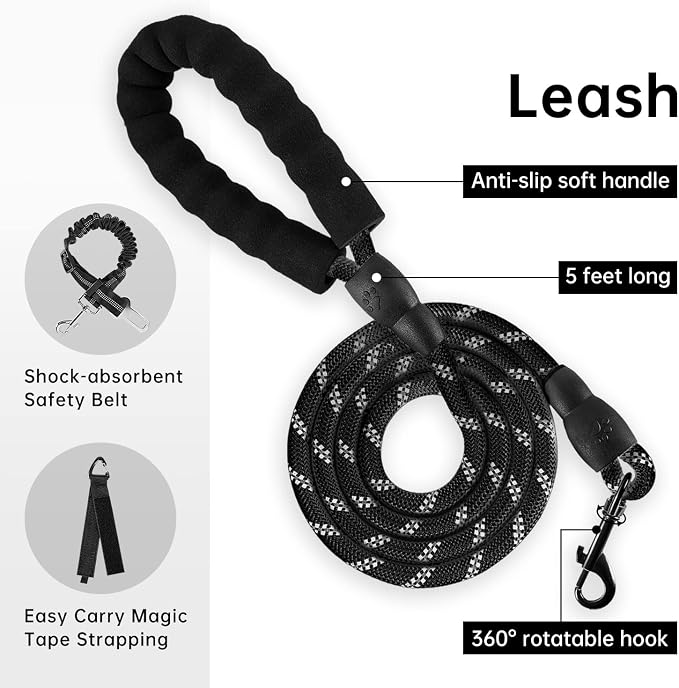 IVY&LANE No Pull Dog Harness with Leash Set, Reflective No Choke Pet Vest,Adjustable Oxford Dog Vest Harness with Easy Control Handle for Large Dogs (Checkered Black,XL) - Image 3